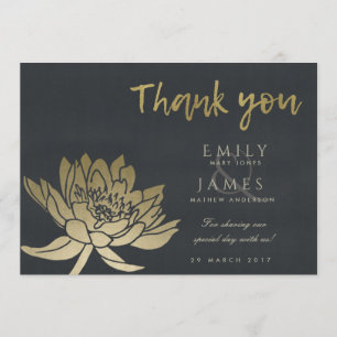 GLAMOROUS PALE GOLD BLACK LOTUS FLORAL THANK YOU