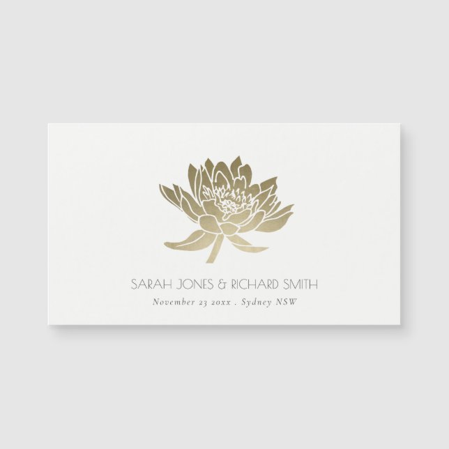 GLAMOROUS PALE GOLD WHITE FLORAL SAVE THE DATE (Front)