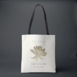 GLAMOROUS PALE GOLD WHITE LOTUS SAVE THE DATE GIFT TOTE BAG<br><div class="desc">If you need any further customisation or any other matching items,  please feel free to contact me at info@yellowfebstudio.com</div>