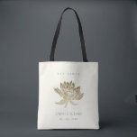 GLAMOROUS PALE GOLD WHITE LOTUS SAVE THE DATE GIFT TOTE BAG<br><div class="desc">If you need any further customisation or any other matching items,  please feel free to contact me at info@yellowfebstudio.com</div>