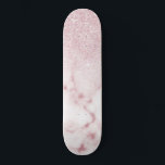 Glamorous Pink White Glitter Marble Gradient Ombre Skateboard<br><div class="desc">This elegant and girly design perfect for the trendy and stylish fashionista. It features a faux printed pink sparkly glitter ombre gradient on top of a pink and white marble stone pattern background. It's glamorous, chic, luxurious, modern, and classy. ***IMPORTANT DESIGN NOTE: For any custom design request such as matching...</div>