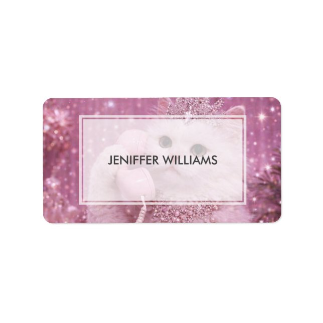 Glamorous Princess Cat Using Telephone             Label (Front)