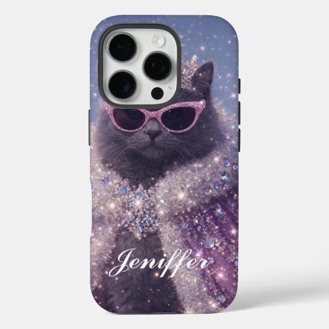 Glamorous Queen Cat Sparkling Fantasy Portrait     Case-Mate iPhone Case (Back)