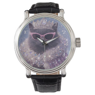Glamorous Queen Cat Sparkling Fantasy Portrait Watch