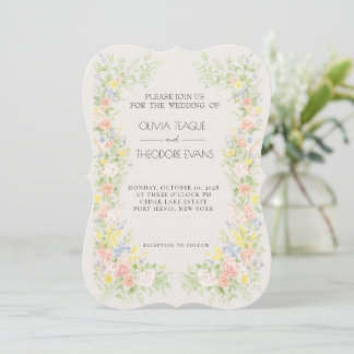 Glamorous Regency Garden Wedding Invitations 