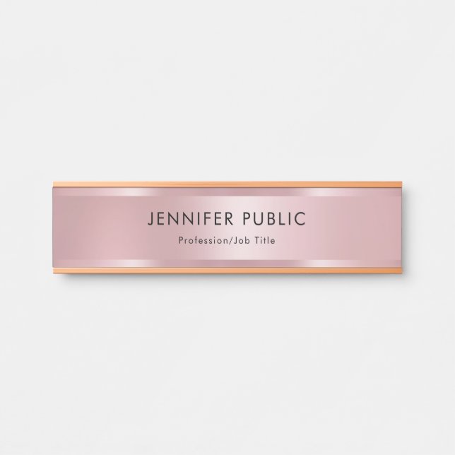 Glamorous Rose Gold Elegant Modern Template Door Sign (Front)