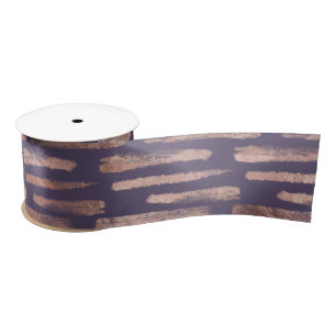 Glamorous Rose Gold Foil and Lavender Brushstroke Satin Ribbon
