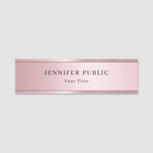 Glamorous Rose Gold Modern Elegant Template Name Tag