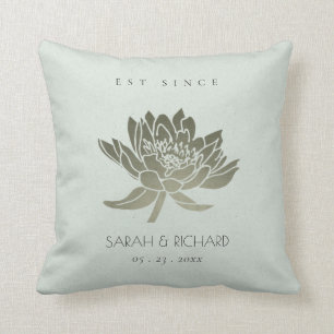 GLAMOROUS SKY BLUE SILVER LOTUS SAVE THE DATE GIFT CUSHION