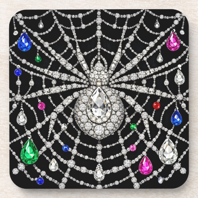 Glamorous Spider Bejewelled Diamond design  Coaster (Front)