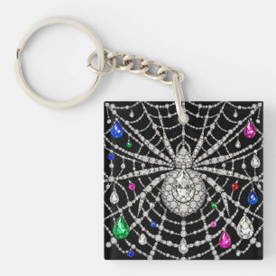 Glamorous Spider Bejewelled Diamond design Key Ring