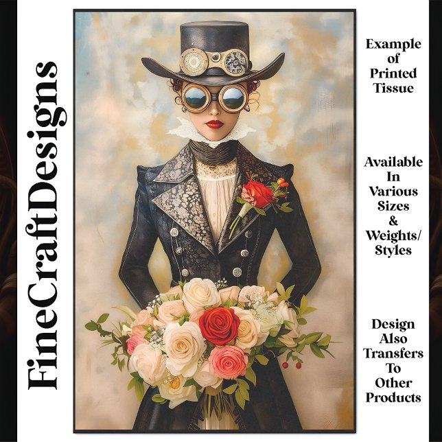 Glamorous Steampunk Bride Bouquet R7 Decoupage Tissue Paper (Creator Uploaded)