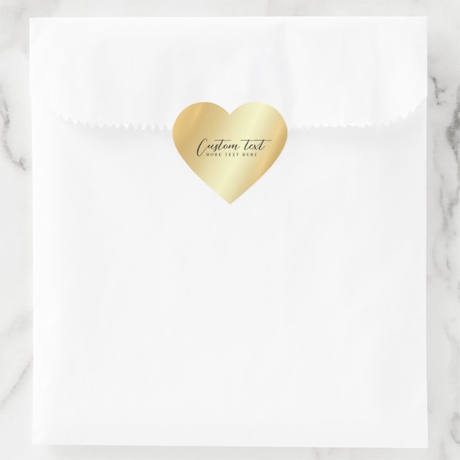 Glamorous Template Your Custom Text Elegant Gold Heart Sticker (Bag)