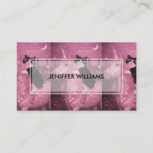 Glamorous Unicorn Cat Under Sparkling City         Business Card