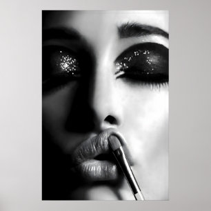 Glamorous Woman Makeup Poster, Vintage Fashion Poster