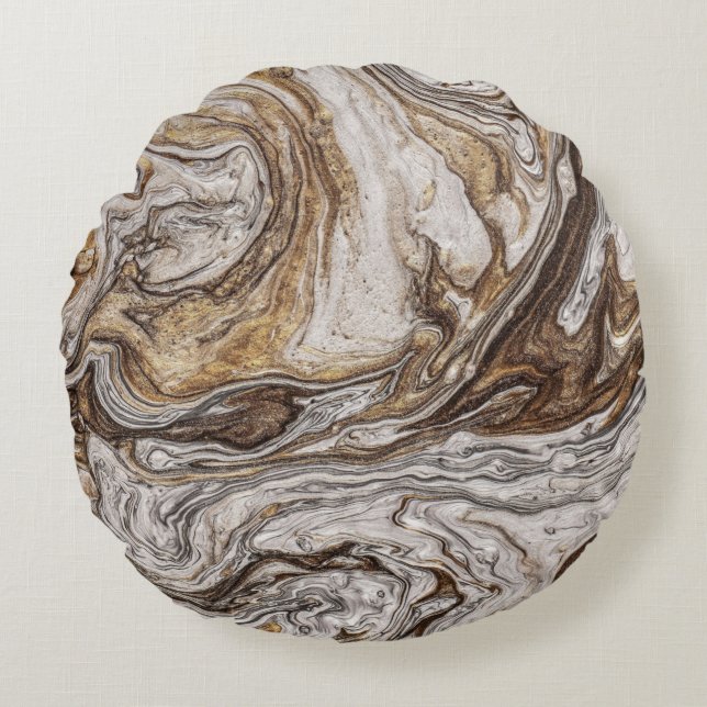 glamour 001 liquid brown colours round cushion (Front)