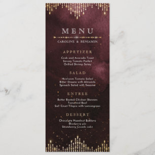 Glamour Art Deco Burgundy Vintage wedding menu