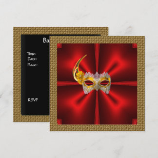 Glamour Ball Invitation Elegant Red  Black Gold