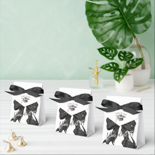 Glamour Black Gold Bow Graduation Favour Box