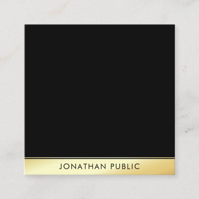 Glamour Black Gold Professional Elegant Template Square Business Card (Front)