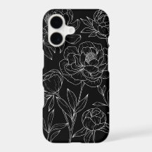 Glamour Black & White Floral Line Drawing 