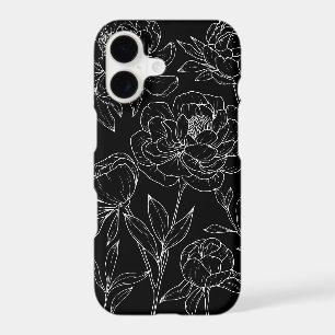 Glamour Black & White Floral Line Drawing