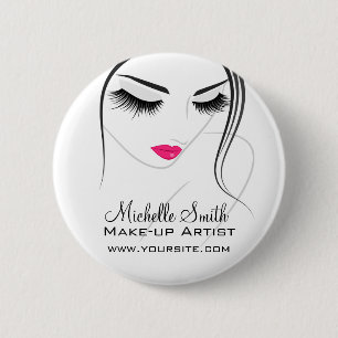 Glamour Black White Pink Lashes Makeup and Beauty 6 Cm Round Badge