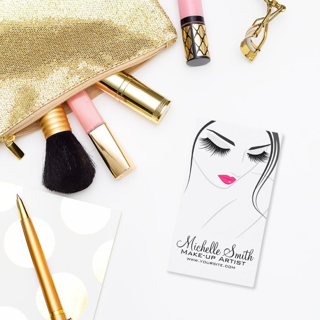 Glamour Black White Pink Lashes Makeup and Beauty  Business Card (Creator Uploaded)