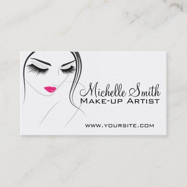 Glamour Black White Pink Lashes Makeup and Beauty  Business Card (Front)