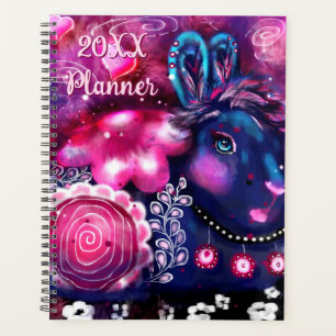 Glamour Bunny Rabbit Purple Pink Whimsical Floral Planner