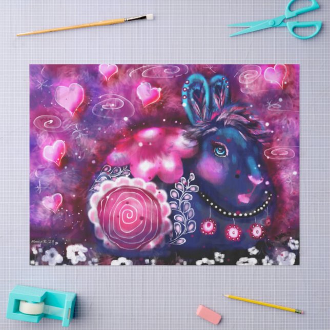 Glamour Bunny Rabbit Whimsical Floral Decoupage Tissue Paper (Craft)