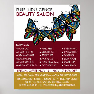 Glamour Butterflies, Beautician, Beauty Salon Poster