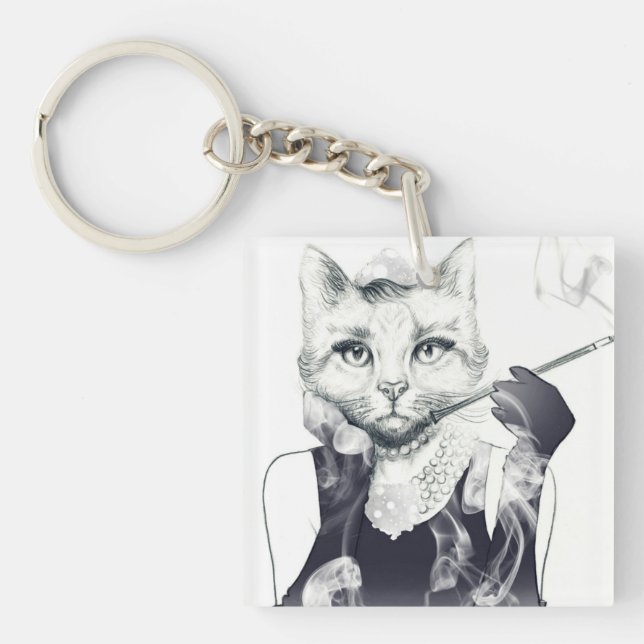Glamour Cat Key Ring (Front)