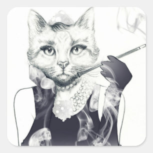 Glamour Cat Square Sticker