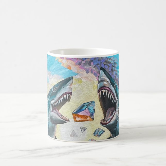 Glamour Chomp-Shark Breaching for Shiny Gems- Coffee Mug (Center)