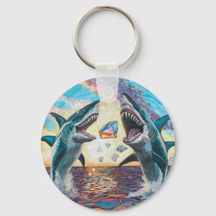 Glamour Chomp-Shark Breaching for Shiny Gems- Key Ring