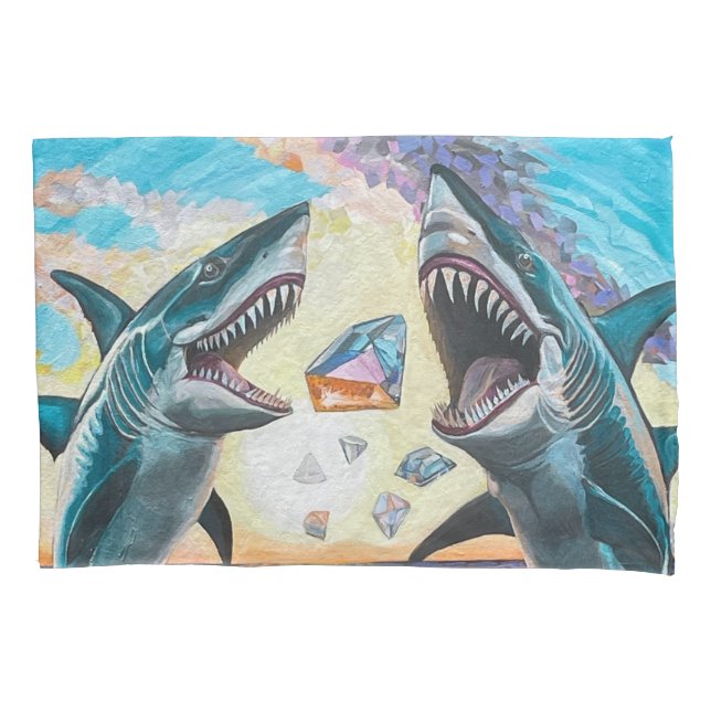 Glamour Chomp-Shark Breaching for Shiny Gems- Pillowcase (Front)