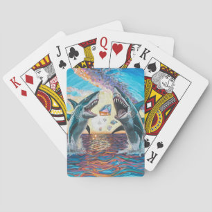 Glamour Chomp-Shark Breaching for Shiny Gems- Playing Cards