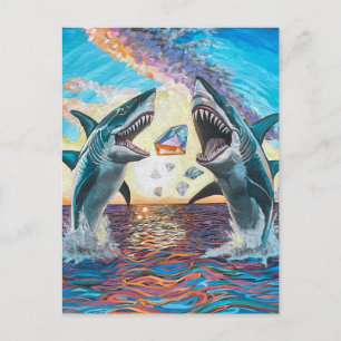 Glamour Chomp-Shark Breaching for Shiny Gems- Postcard