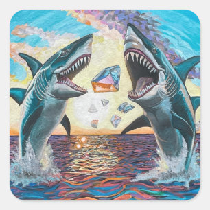 Glamour Chomp-Shark Breaching for Shiny Gems- Square Sticker