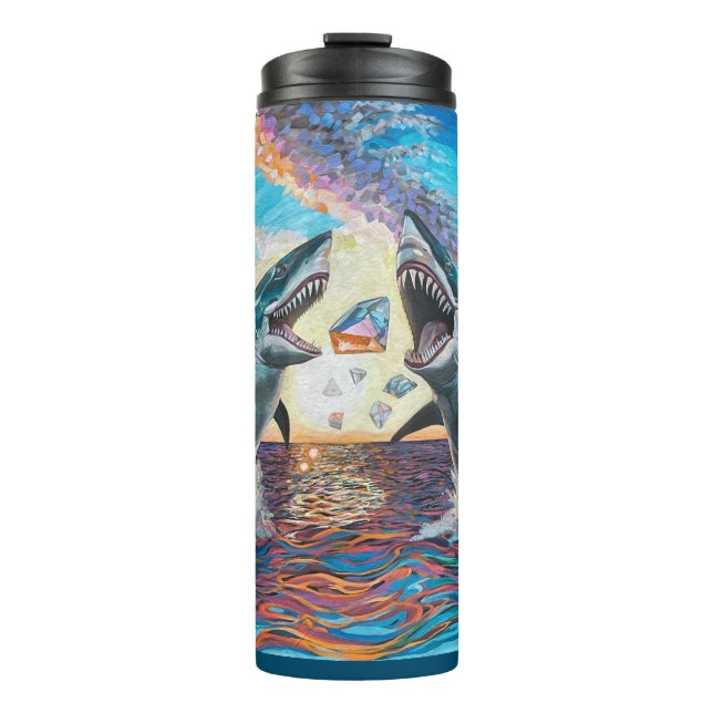 Glamour Chomp-Shark Breaching for Shiny Gems- Thermal Tumbler (Front)