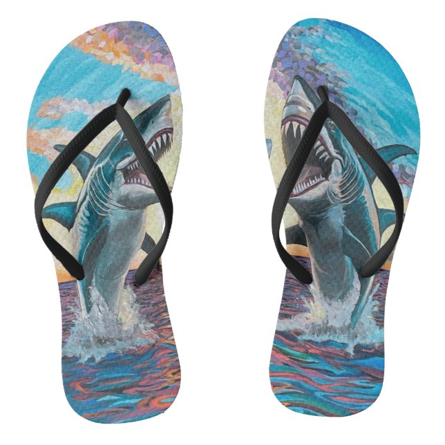 Glamour Chomp-Shark Breaching for Shiny Gems- Thongs (Footbed)