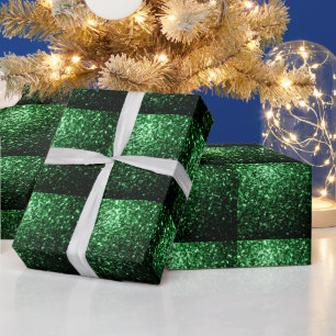 Glamour Dark Green glitter sparkles tiled pattern Wrapping Paper