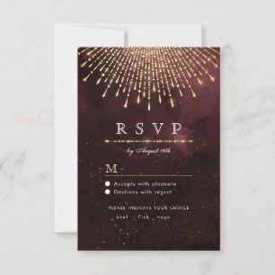 Glamour Deco Burgundy Vintage wedding RSVP Card