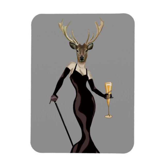 Glamour Deer in Black 3 Magnet (Vertical)