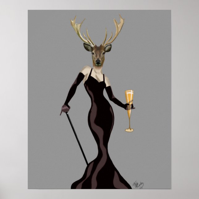 Glamour Deer in Black Poster (Front)