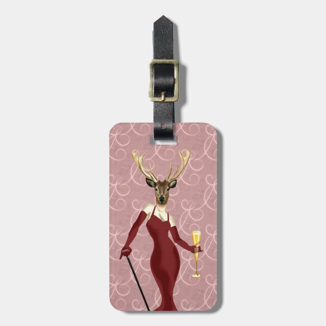 Glamour Deer in Marsala 2 Luggage Tag (Front Vertical)
