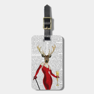 Glamour Deer In Red Luggage Tag
