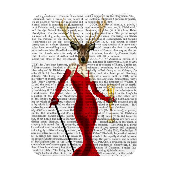 Glamour Deer In Red Magnet (Vertical)
