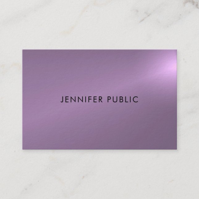Glamour Design Elegant Purple Elite Plain Luxury Business Card (Front)